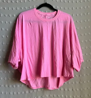 Aerie Oversized Short Sleeve Tee Sz S Neon Pink thumbnail 1