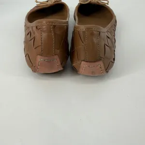 Tory‎ Burch Carlyle Woven Leather Ballet Flats Brown Bow Logo Women's 7M thumbnail 3