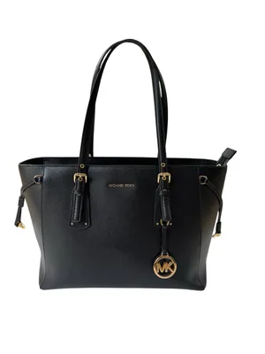 Michael Michael Kors Voyager Medium Crossgrain Leather Tote Bag Black thumbnail 3