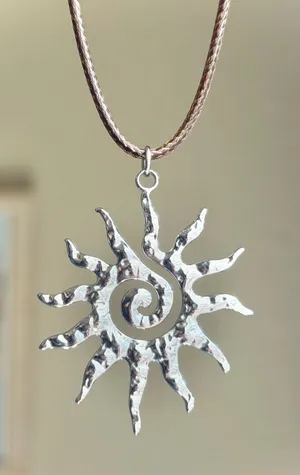 Handmade stainless steel sun boho retro vintage style necklace☀️ thumbnail 1