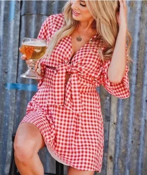Buddy Love Red Gingham Dress | Gameday | Gingham | Sundress | Boutique thumbnail 1