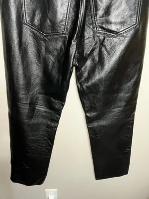 Agolde 90’s Pinch Waist Recylced Leather Blend High Rise Lined Black Detox Pants thumbnail 11