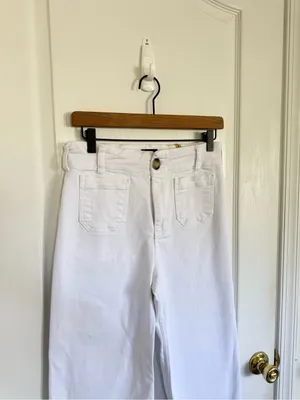 Anthropologie Maeve The Colette High Rise Wide Leg Cropped Jean in White thumbnail 3