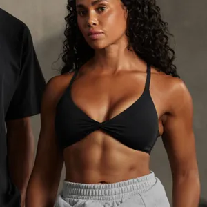 Gymshark Minimal Halterneck Sports Bra Black thumbnail 1