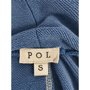 POL Cropped Oversized Hoodie Blue Mineral Wash Tassel Drawstring Sweatshirt S thumbnail 4