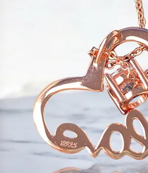 Rose Gold Plated Sterling Silver Floating Heart Love Necklace NIB thumbnail 5