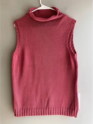 Doncaster Luxury Pink Sleeveless Moc Neck Sweater Vest Knit Too M thumbnail 1