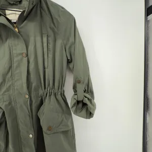 A‎ New Day Anorak Full Zip Utility Jacket Army Green Women S Hidden Hood Pockets thumbnail 3