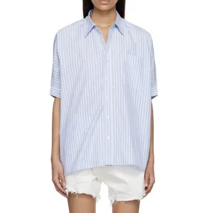 R13 Striped Button Up Shirt Blue White Dolman Oversized Boxy Top City Boy Preppy thumbnail 9