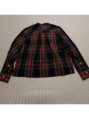 J.Crew Rhinestone Buttons Stewart Tartan Blouse Top Sz S Small NWT Cotton Shirt thumbnail 8