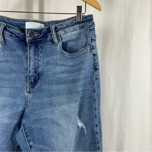 Vervet Size 30 Blue High Rise Distressed Raw Hem Straight Leg Crop Jeans Cali thumbnail 7