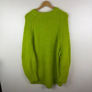 Free People Found My Friend Lime‎ Green Boucle Wool Blend Oversized Sweater Sz M thumbnail 4