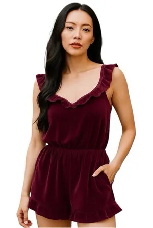 Victoria's Secret Purple Velvet Romper Size Small thumbnail 1