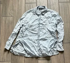 Zara Women's Light Blue Button Down Shirt thumbnail 1