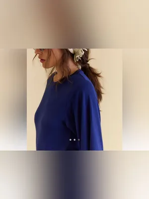 NWT Free People Free-Est Good Feels Tee Mini Dress - blue Poseidon navy - Small thumbnail 5