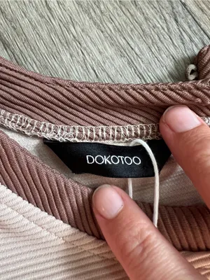 NWT Dokotoo Casual‎ Cream Shift Dress with Brown Trim size L thumbnail 12