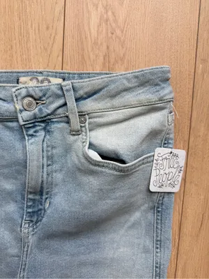 NWT Free People Women’s Frayed-Hem Mid-Rise Jegging Skinny Jeans Havanna Blue thumbnail 6