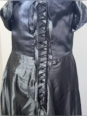#4 B - 5 Black full-length formal satin dress-Medium -Size 10 thumbnail 8