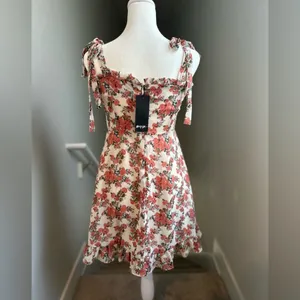 Nasty Gal Bud‎ Times Pink Floral Mini Dress Size 4 NWT Ruffle Tie Straps Girly thumbnail 7