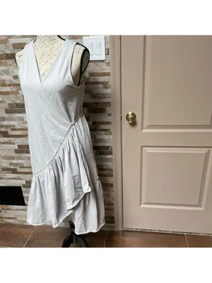 Zara NWT 100% cotton wrap dress with ruffles Sz S thumbnail 6