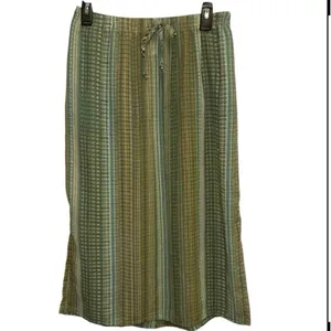 Vintage Koret Seersucker Skirt Large Green‎ Striped Boho Cottagecore Lightweight thumbnail 2