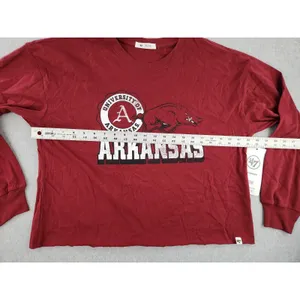 '47 Women's '47 Cardinal Arkansas Razorbacks Football‎ Long Sleeve Crop Sz MEDIUM thumbnail 10