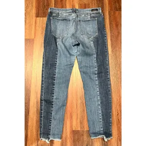 Abercrombie & Fitch Two Tone Two Striped Ankle Skinny Jeans Raw Hem Size 12 thumbnail 3