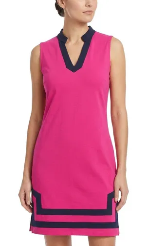 Tommy Bahama Pima Cotton Shift Dress S Pink Navy‎ Resort TW614540 thumbnail 1