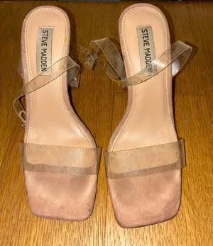 Steve Madden Clear Strap Nude Heeled Sandals Womens 6.5 thumbnail 1