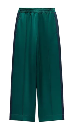 Zara Emerald Green Wide Leg Track Pants Size Medium thumbnail 1