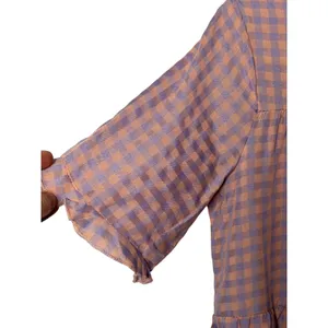 Urban Threads Women Dress 10‎ Purple Peach Gingham Tiered Smock Tall Cottagecore thumbnail 5