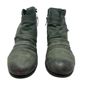 Miz Mooz Sunny Green Leather‎ Ankle Booties Boots Ruched Zip EU 36 US 6 Womens thumbnail 3