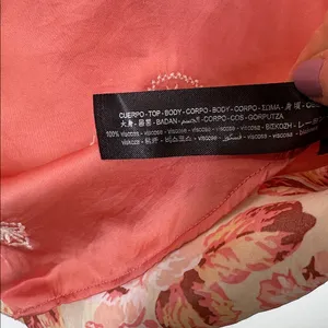 Zara satin floral and embroidered button down blouse size small thumbnail 5