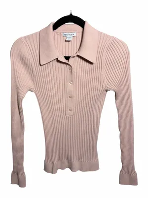 Athleta collared ribbed sweater light pink size small thumbnail 1