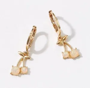 Opal Cherry Dangle Earring Gold thumbnail 1