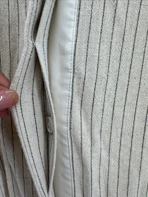 Tuckernuck Cream Black Striped Midi shirt dress linen blend classic neutral M thumbnail 5