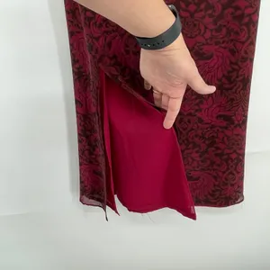 Kay Unger Red Silk Shift Floral Maxi Dress Deep Red Sleeveless V Neck‎ Holiday thumbnail 5