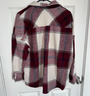 Amazon Maroon Plaid Shacket thumbnail 2