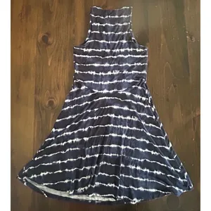 Athleta Santorini Thera Dress Small Navy‎ Blue Tie Dye Stripe Mini Summer Beach thumbnail 7