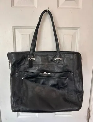 Coach Taylor 32824 Black Leather Large Tote Shoulder Bag Satchel $598 thumbnail 1