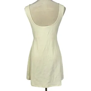 Free People Beach Cream Ribbed Cut Out Button Front Summer‎ Mini Dress Large thumbnail 3