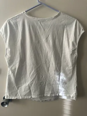Zara White Lace-Front Short Sleeve Tee thumbnail 5