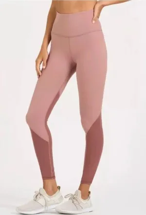 Vuori Color Block Studio Leggings Dusty Rose High-Rise Leggings Size XS thumbnail 1