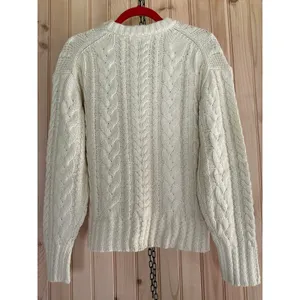 NWT J. Crew Cable-knit Crewneck Sweater Cream Heritage Warm Comfy Women’s Size M thumbnail 6