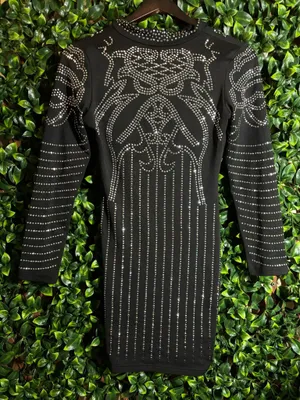 Rhinestone Boutique Dress Size Medium Black thumbnail 1