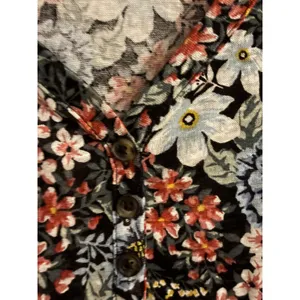 LOFT Women Floral Linen Blend V-Neck Henley Cap Sleeve Knit Top Multi Color M thumbnail 7