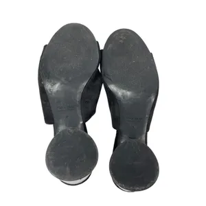 Zara Women's Black Faux Suede Clear Chunky Block Heel Open Toe Mule Heels Sz 7.5 thumbnail 4
