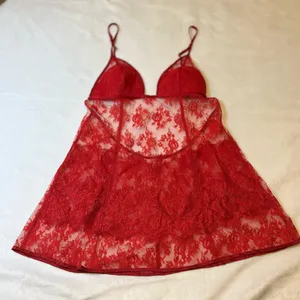 Victoria's Secret Very Sexy‎ Red Sheer Lace Babydoll Lingerie Size Medium thumbnail 4
