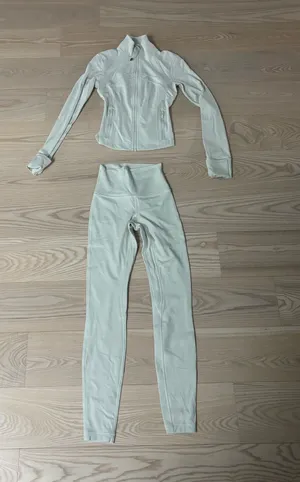 Cream Lululemon jacket and leggings set  thumbnail 1