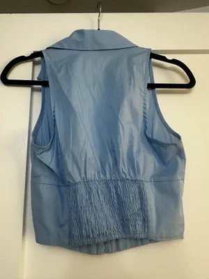 Blue Collared Crop Top thumbnail 3